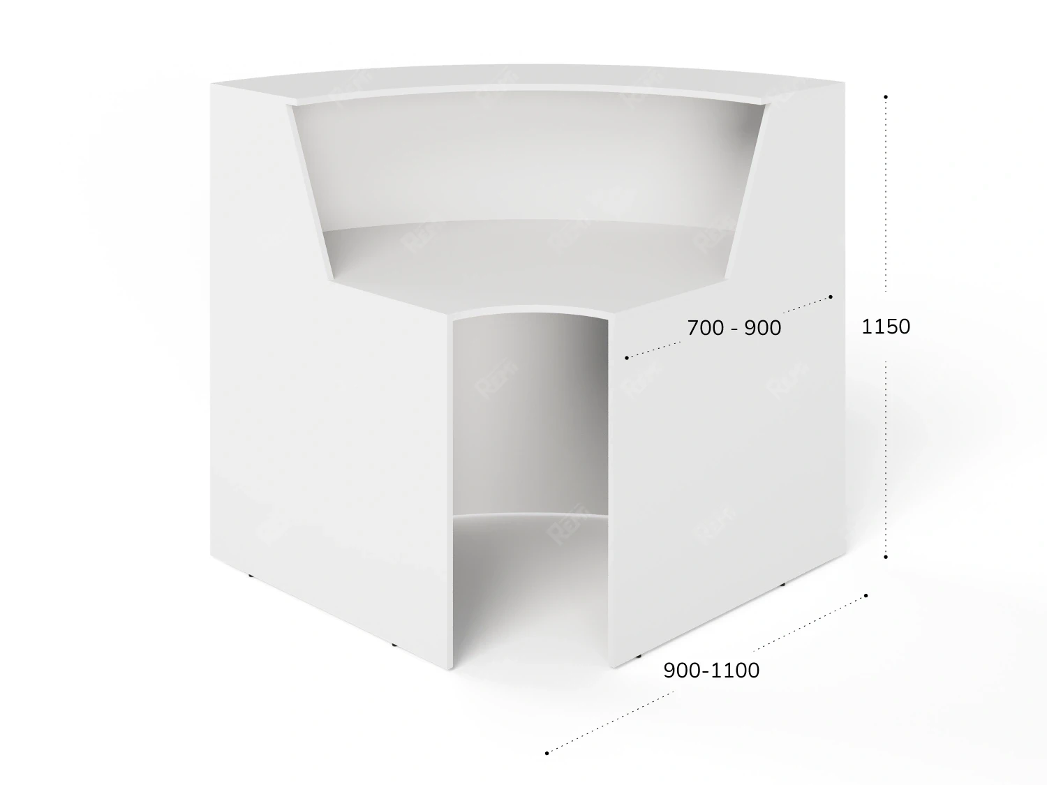 Блок ресепшн RLG069 с полкой 70x70x125 Белый, Серия ЛАЙТ | LIGHT