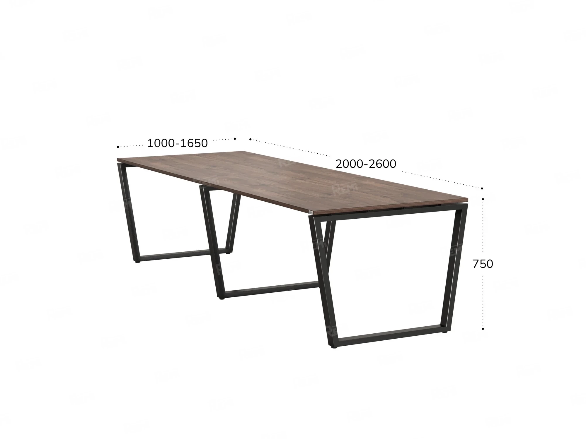 Cтол для переговоров, на V-обазном каркасе 2200x1600x750 RM082-220x160 Дуб Апрельский шоколад/Черный