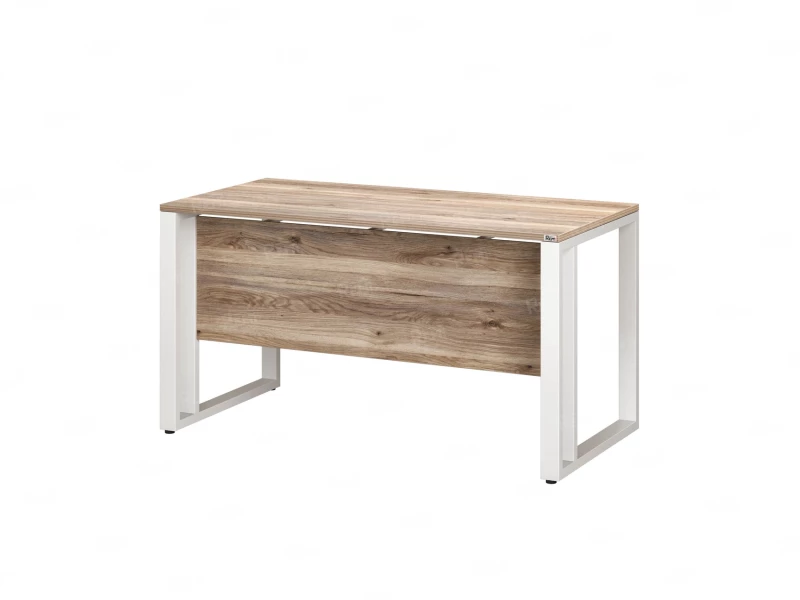 Стол прямой на О-образных опорах с экраном ЛДСП 2000x900x750 RM041-20x9 Дуб Маувелла/Белый