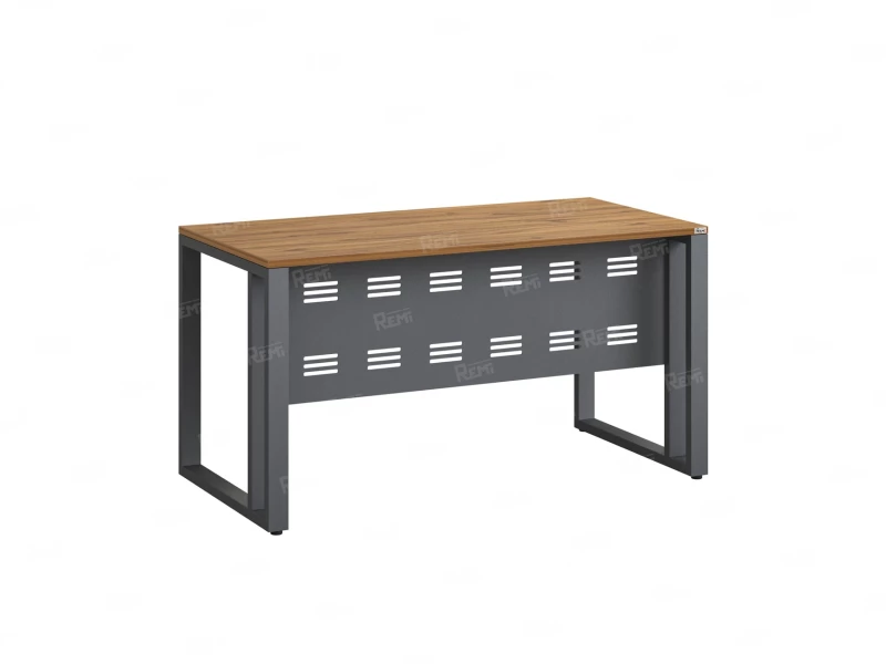 Стол прямой на О-образных опорах с металлическим экраном 1800x700x750 RM042-18x7 Юстус/Серый