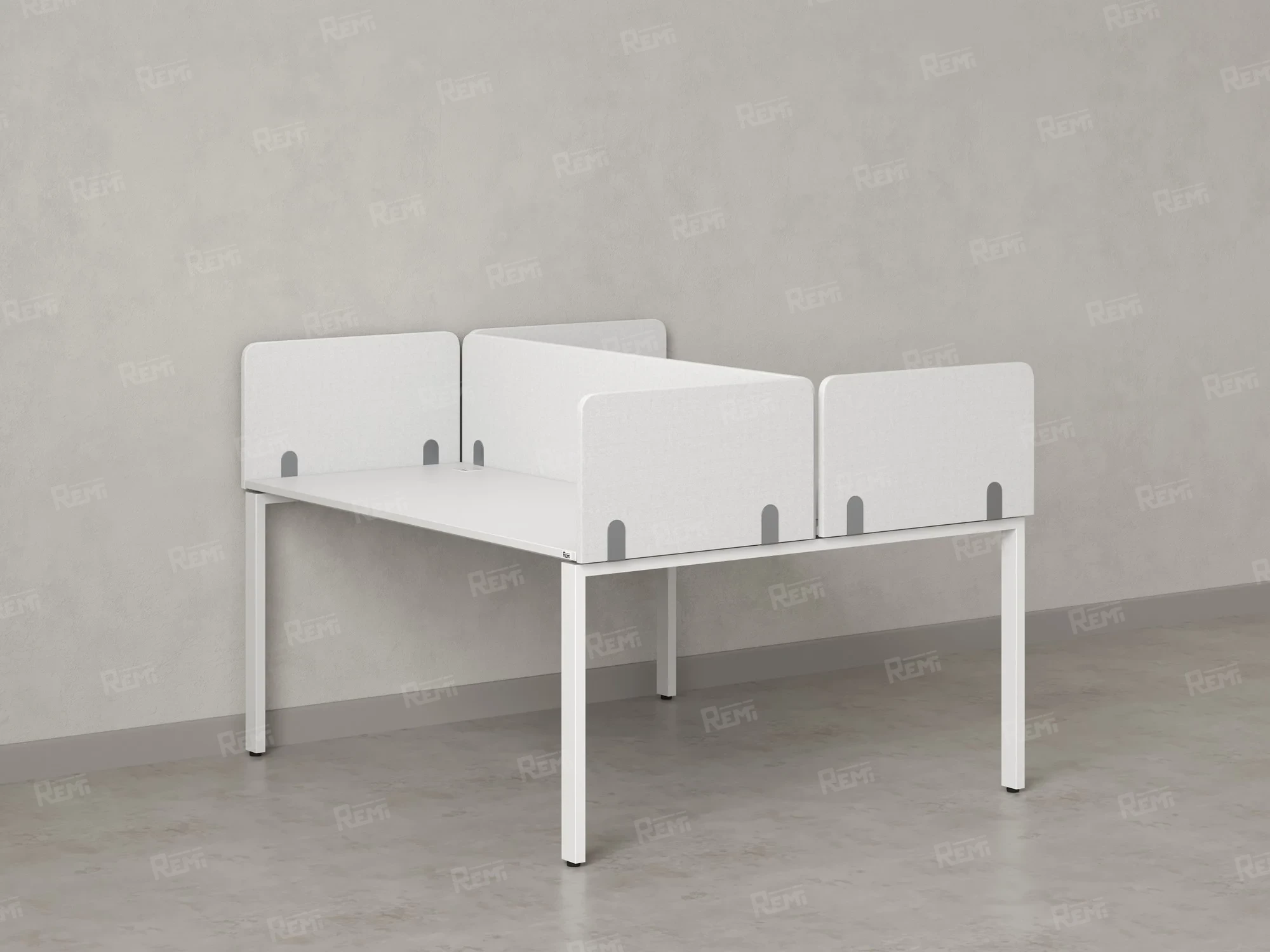 Бенч-система, 2 рабочих места, на П-образных опорах, 5 тканевых экрана 1400x1600x750 RM165-3-14x16 Белый/Белый