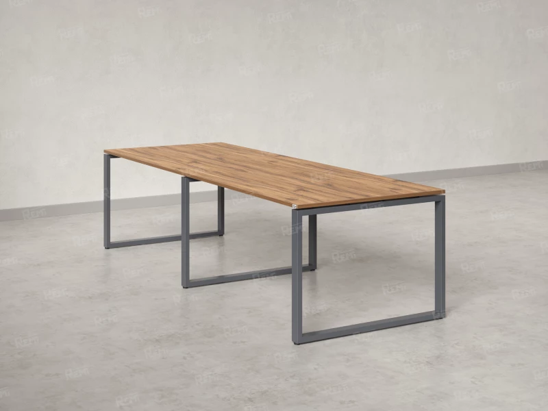 Cтол для переговоров, на О-обазном каркасе 2200x1400x750 RM081-220x140 Дуб Юстус/Серый