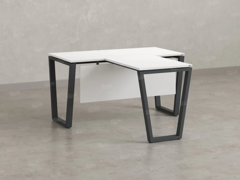 Стол с брифингом с парящей столешницей на U-образных опорах с экраном ЛДСП RM047-18x7 1800x2500x750 Белый/Серый