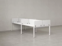 Бенч-система, 4 рабочих места, на П-образных опорах, 8 тканевых экранов 3600x1400x750 RM166-1-18x14 Белый/Белый