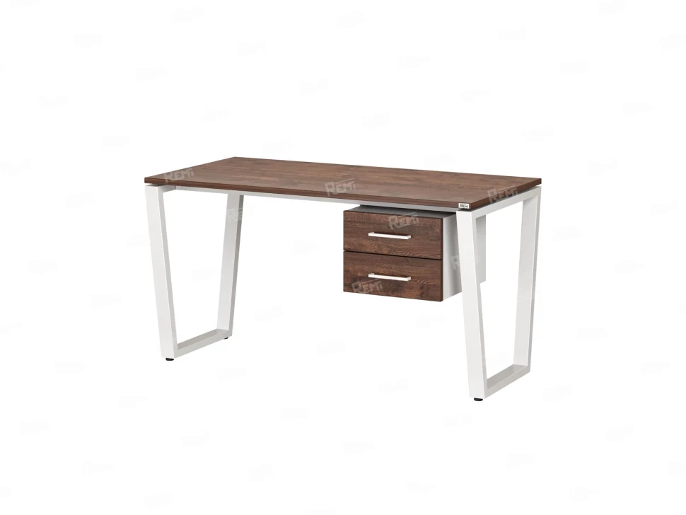 Стол прямой с подвесной тумбой 2 ящика, U-опора 1800x600x750 RM035-18x6 Дуб Апрельский шоколад/Белый