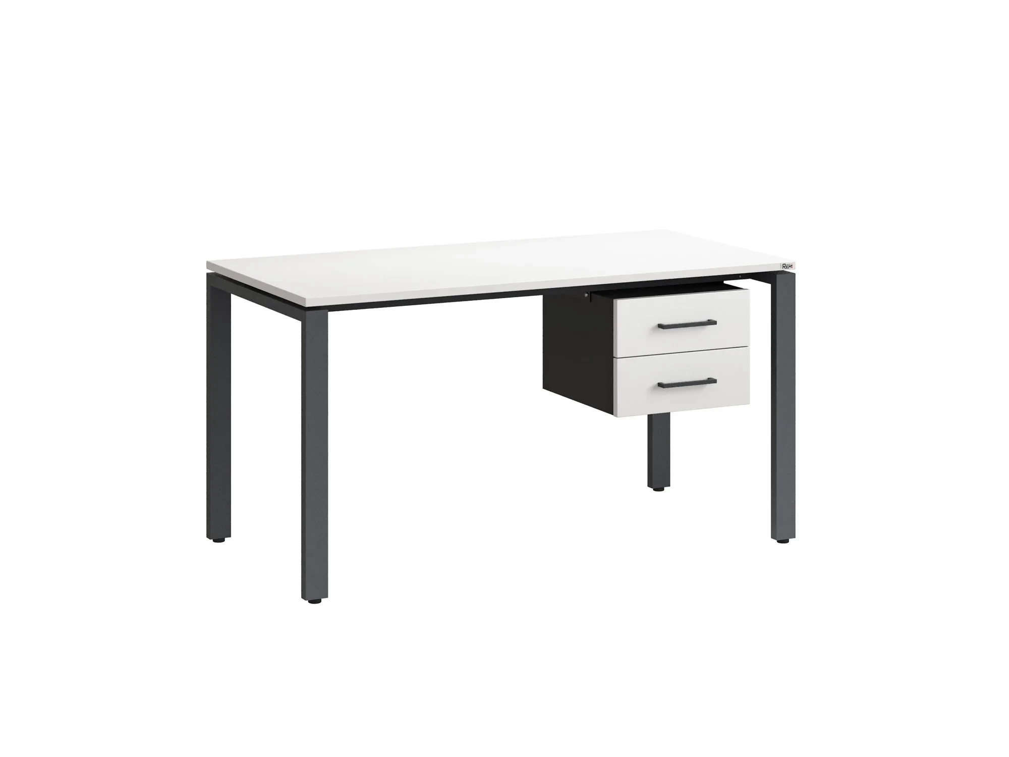 Стол прямой с подвесной тумбой 2 ящика, П-опора 1800x700x750 RM039-18x7 Белый/Серый