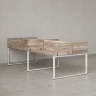 Бенч-система, 4 рабочих места, на О-образных опорах, 8 ЛДСП экранов 1600x1200x750 RM170-1-16x12 Дуб Маувелла/Белый