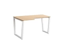 Стол угловой, U-опора, левый 1400x900/1200x750, RM051-14x9-12 Вяз Швейцарский светлый/Белый