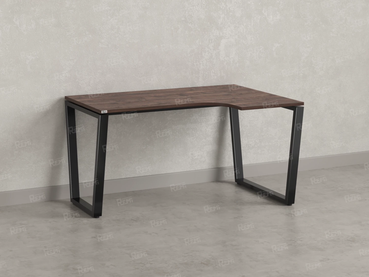 Стол угловой, U-опора, правый 1600x600/900x750, RM050-16x6-9 Дуб Апрельский шоколад/Черный