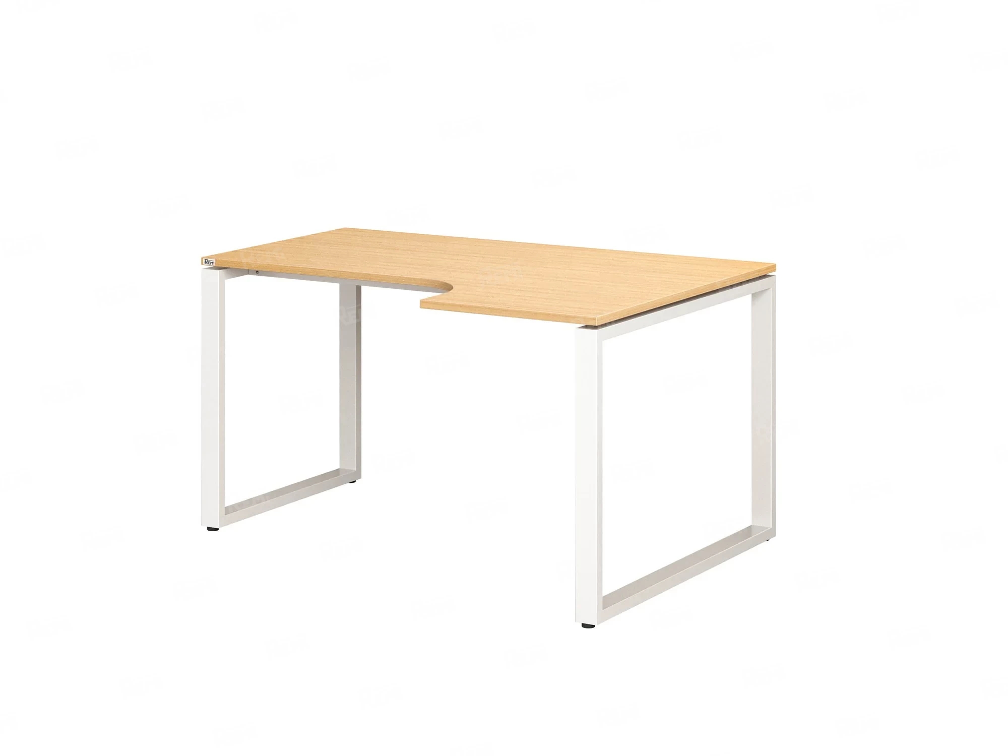 Стол угловой, О-опора, правый 1600x900/1200x750, RM054-16x9-12 Вяз Швейцарский светлый/Белый