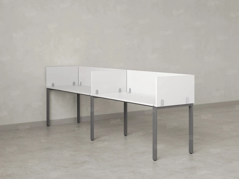 Бенч-система в 1 ряд, 2 рабочих места 5 ЛДСП экранов 3600x700x750 RM167-2-36x7 Белый/Серый