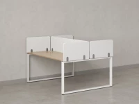 Бенч-система, 2 рабочих места, 5 тканевых экранов 1200x1400x750 RM169-3-12x14 Вяз Швейцарский светлый/Белый