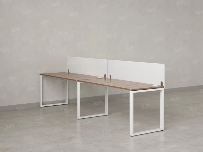 Бенч-система в 1 ряд, 2 рабочих места 2 тканевых экранов 2400x700x750 RM168-3-24x7 Дуб Юстус/Белый