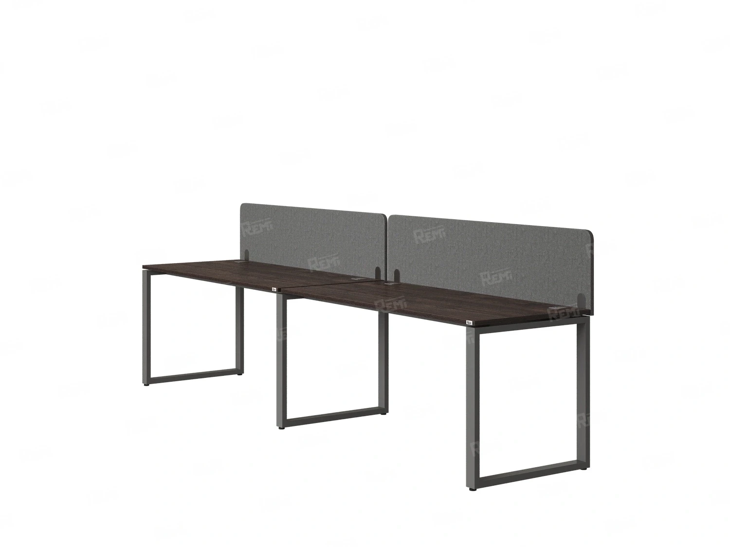 Бенч-система в 1 ряд, 2 рабочих места 2 тканевых экранов 3200x800x750 RM168-3-32x8 Дуб Апрельский шоколад/Серый