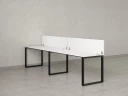 Бенч-система в 1 ряд, 2 рабочих места 2 ЛДСП экранов 2400x600x750 RM168-4-24x6 Белый/Черный