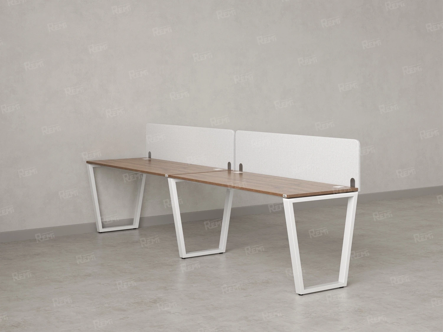 Бенч-система в 1 ряд, 2 рабочих места 2 тканевых экранов 2400x700x750 RM174-3-24x7 Дуб Юстус/Белый