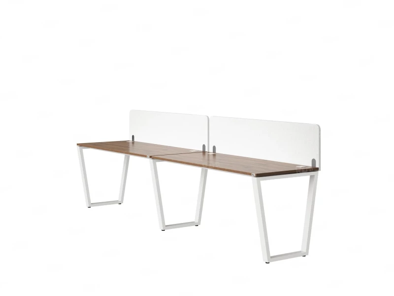 Бенч-система в 1 ряд, 2 рабочих места 2 тканевых экранов 2400x700x750 RM174-3-24x7 Дуб Юстус/Белый