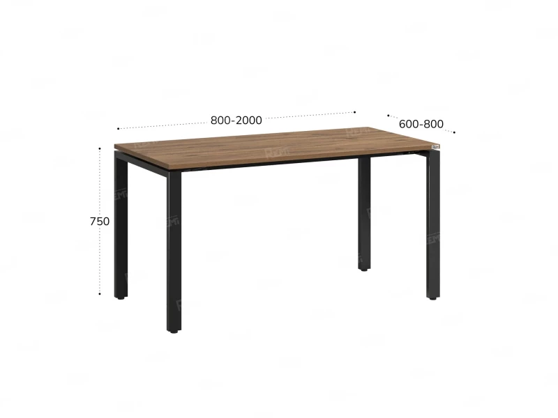 Стол прямой на П-образных опорах 1200x800x750 RM001-12x8 Дуб Юстус/Черный