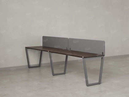 Бенч-система в 1 ряд, 2 рабочих места 2 тканевых экранов 3200x800x750 RM174-3-32x8 Дуб Апрельский шоколад/Серый