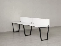 Бенч-система в 1 ряд, 2 рабочих места 2 ЛДСП экранов 2400x600x750 RM174-4-24x6 Белый/Черный