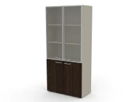 Шкаф комби, RAC075 стекло сатин 89,8x44,8x198,2см Дуб Термо/Серый камень, Серия Аккорд / Accord