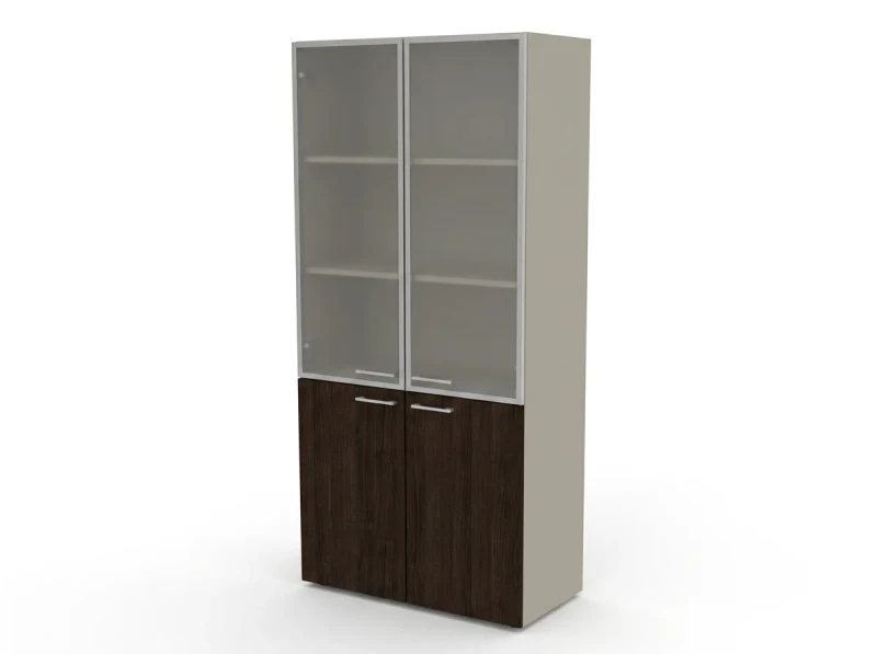 Шкаф комби, RAC075 стекло сатин 89,8x44,8x198,2см Дуб Термо/Серый камень, Серия Аккорд / Accord