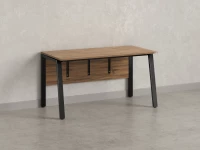 Стол прямой, Л-опора, экран ЛДСП,парящая стол-ца 1200x600x750 RM009-12x6 Дуб Юстус/Черный