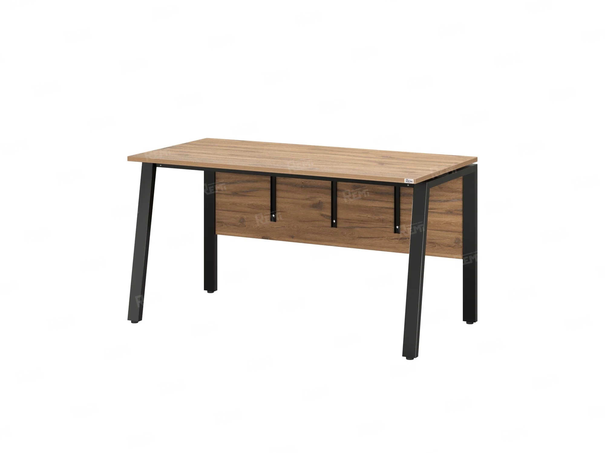 Стол прямой, Л-опора, экран ЛДСП,парящая стол-ца 1200x600x750 RM009-12x6 Дуб Юстус/Черный