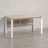 Стол прямой, П-опоры, экран ЛДСП,парящая стол-ца 1400x800x750 RM007-14x8 Дуб Маувелла/Белый