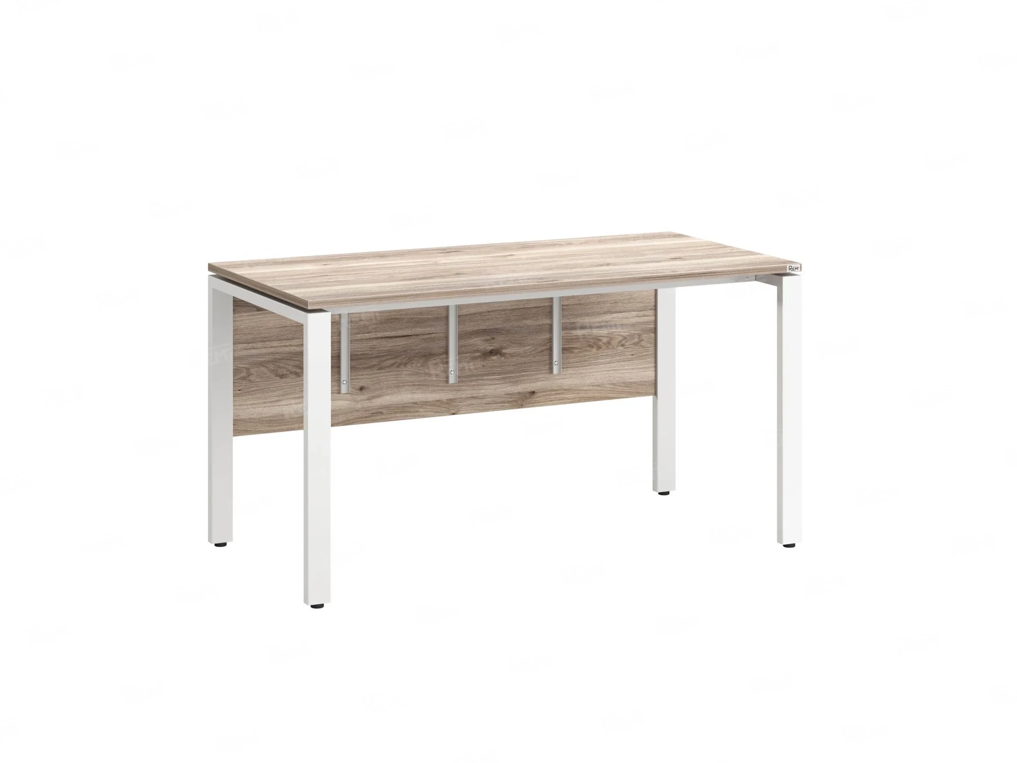 Стол прямой, П-опоры, экран ЛДСП,парящая стол-ца 1400x800x750 RM007-14x8 Дуб Маувелла/Белый