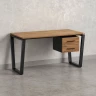 Стол прямой с подвесной тумбой 2 ящика, U-опора 1600x600x750 RM035-16x6 Дуб Юстус/Черный