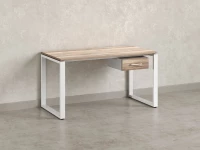 Стол прямой с подвесной тумбой, О-опора 2000x600x750 RM036-20x6 Дуб Маувелла/Белый