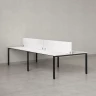 Бенч-система, 4 рабочих места, на П-образных опорах, 2 ЛДСП экранов 1200x1200x750 RM166-4-12x12 Белый/Черный