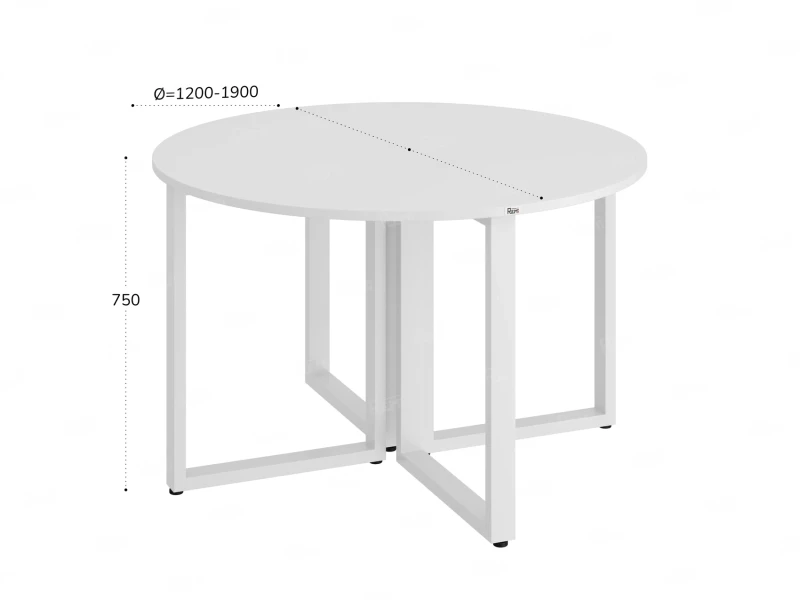 Круглый стол на О-образных опорах 1300x1300x750 RM187-13x13 Белый/Белый