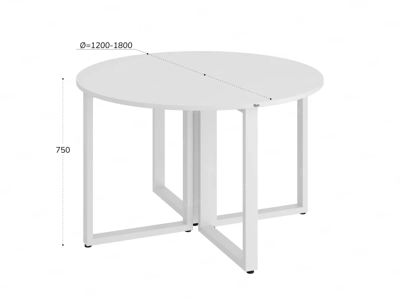 Круглый стол на О-образных опорах 1300x1300x750 RM187-13x13 Белый/Белый