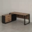 Стол прямой с тумбой L, ЛДСП экран, О-опора 1400x600x750 RM013L-14x6 Дуб Юстус/Черный
