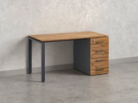 Стол прямой с тумбой на П-образных опоре, правый 1800x700x750 RM103-18x7 Юстус/Серый