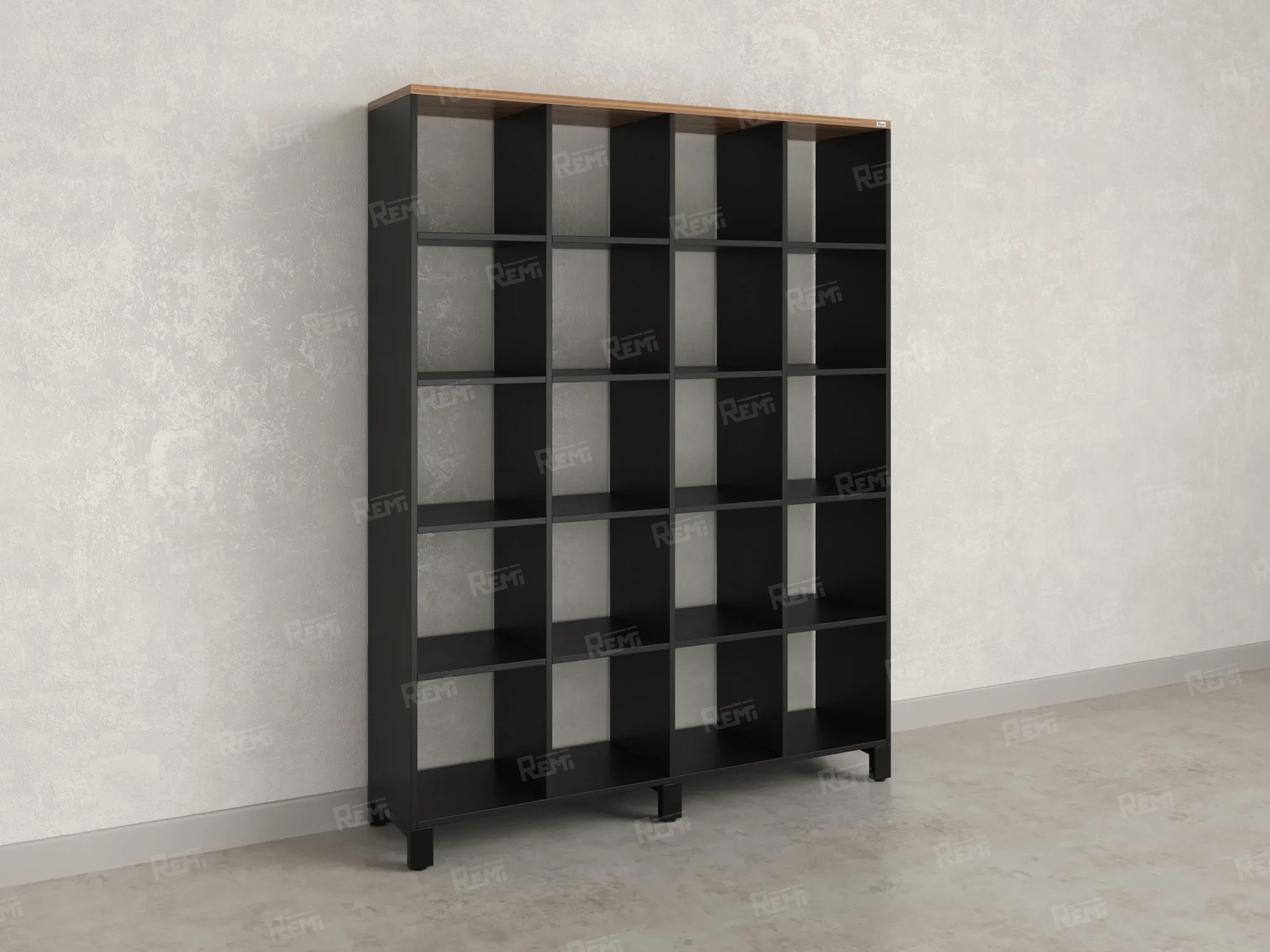 Стеллаж, 20 ячеек 1500х370х1980 RM144-150x37 Дуб Юстус/Черный