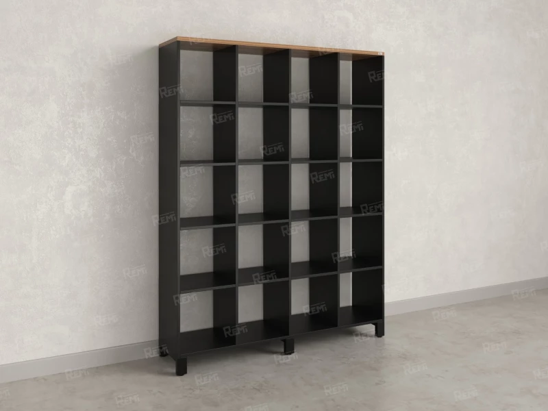 Стеллаж, 20 ячеек 1500х370х1980 RM144-150x37 Дуб Юстус/Черный