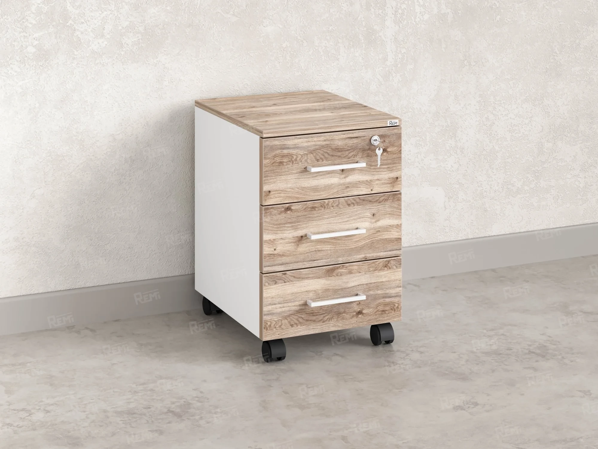 Тумба мобильная, 3 ящика 400x500x600 RM120-40x50 Дуб Маувелла/Белый