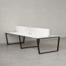 Бенч-система, 4 рабочих места, на U-образных опорах, 2 ЛДСП экранов 1200x1200x750 RM173-4-12x12 Белый/Черный