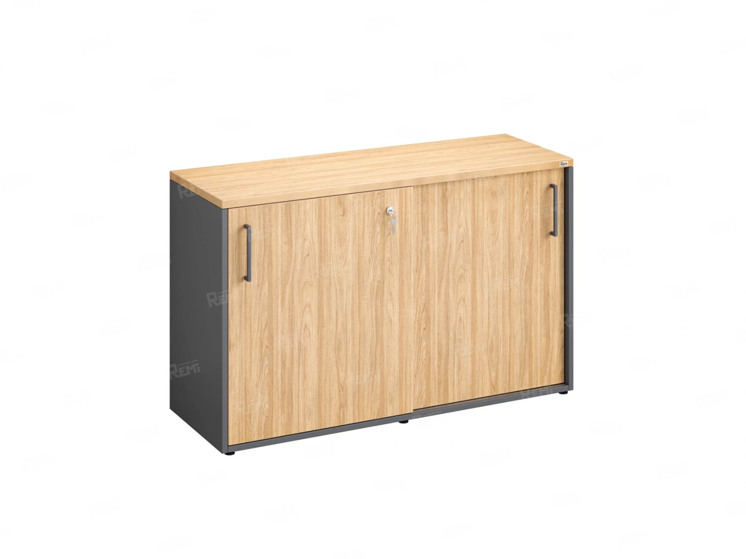 Низкий шкаф-купе на регулируемых опорах 1200x420x750 RM125-120x42 Вяз Швейцарский светлый/Серый