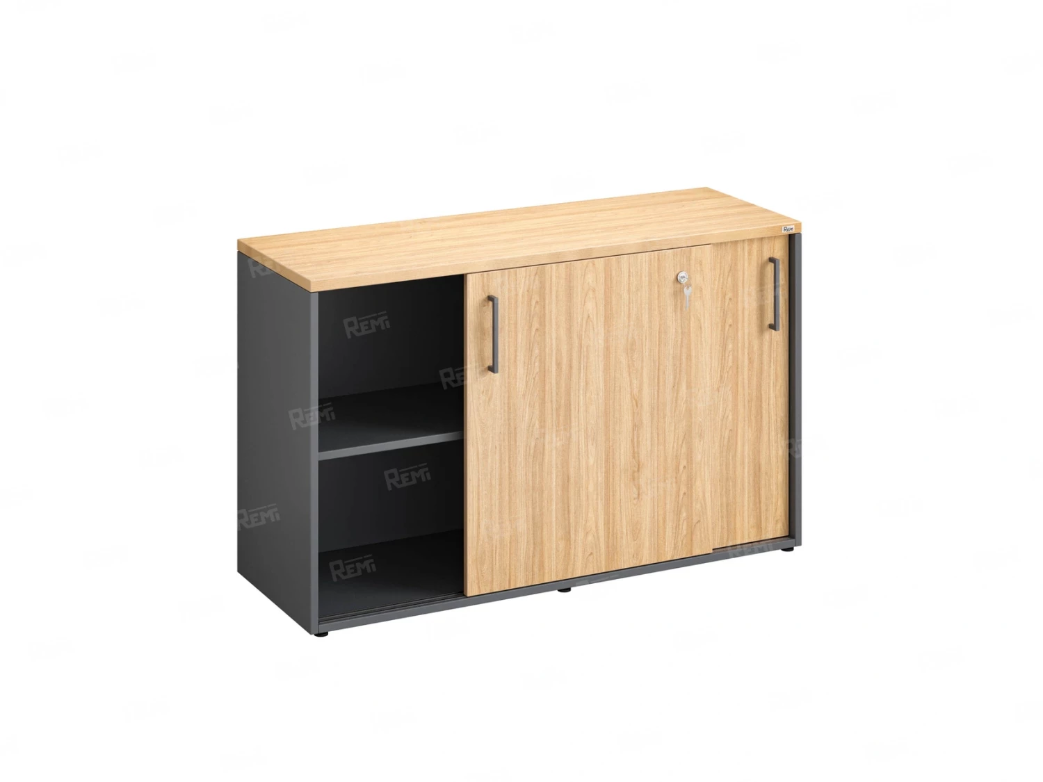 Низкий шкаф-купе на регулируемых опорах 1200x420x750 RM125-120x42 Вяз Швейцарский светлый/Серый