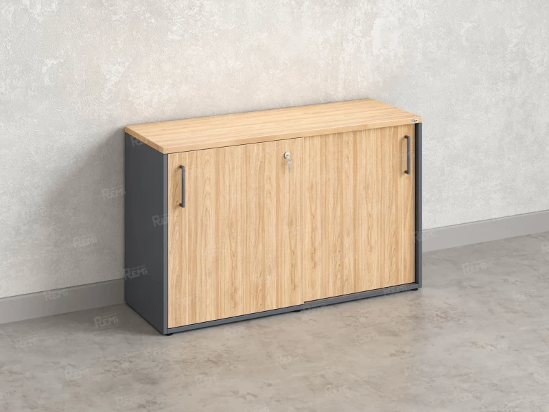 Низкий шкаф-купе на регулируемых опорах 1200x420x750 RM125-120x42 Вяз Швейцарский светлый/Серый