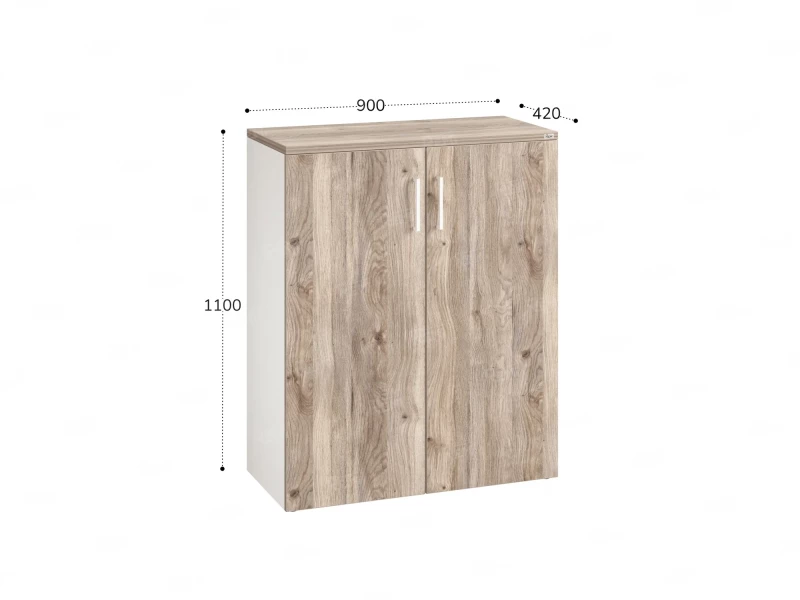 Шкаф распашной, регулируемые опоры, 3 уровня 900x420x1100 RM150-90x42 Дуб Маувелла/Белый