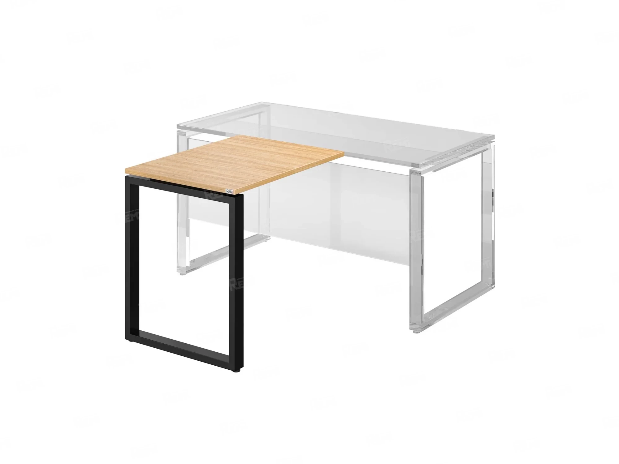 Брифинг прямой, с парящей столешнецей, на О-образном каркасе 1500x800x750 RM072-15x8 Вяз Швейцарский светлый/Черный