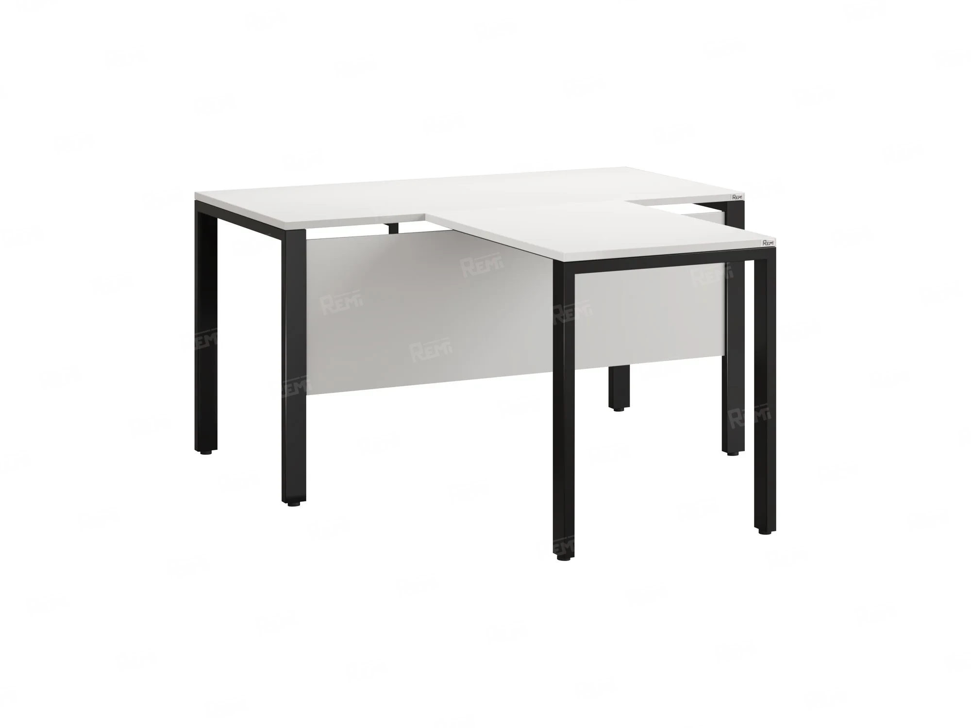 Стол с брифингом на П-образных опорах с экраном ЛДСП RM044-14x8 1400x2200x750 Белый/Черный
