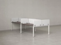 Бенч-система, 4 рабочих места, на П-образных опорах, 8 тканевых экранов 2800x1200x750 RM166-1-14x12 Дуб Апрельский шоколад/Белый