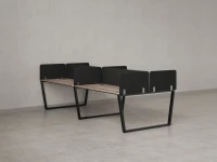 Бенч-система, 4 рабочих места, на U-образных опорах, 8 тканевых экранов 3600x1600x750 RM173-1-18x16 Дуб Маувелла/Черный