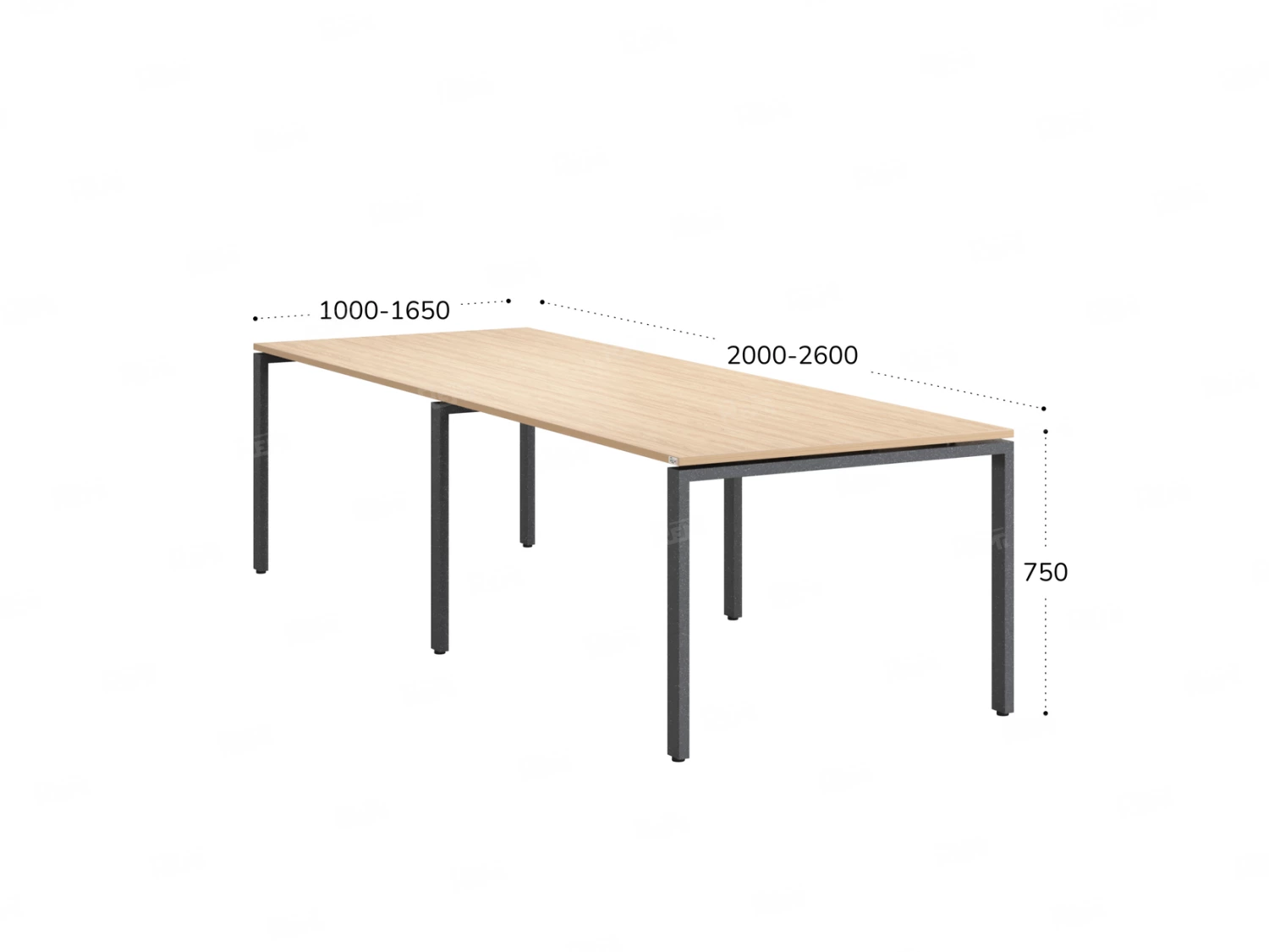 Cтол для переговоров, на П-образном каркасе 2500x1200x750 RM080-250x120 Вяз Швейцарский светлый/Серый